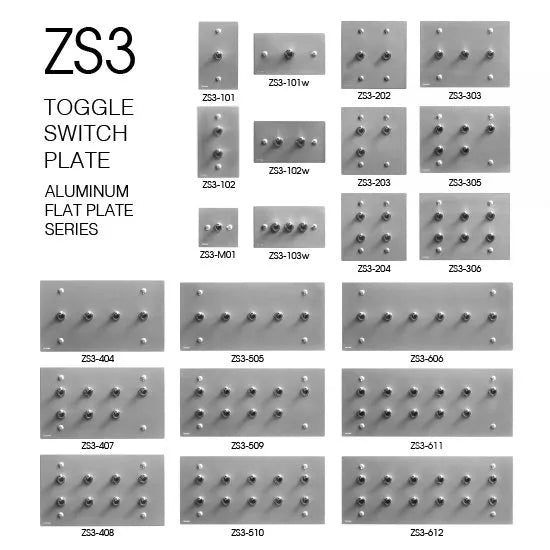 ZS3-203 トグルスイッチプレート アルミ・フラット 2連/3口 – ZOLBONNE ZS3-203 トグルスイッチプレート アルミ・フラット 2連/3口 – ZOLBONNE