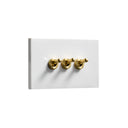 ZS7-103W/BR トグルスイッチプレート セラミックフラット 真鍮レバースイッチ（横）